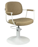 Chelsea Sand Upholstery - White Frame Styling Chair - Hydraulic