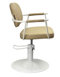 Chelsea Sand Upholstery - White Frame Styling Chair - Hydraulic