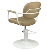 Chelsea Sand Upholstery - White Frame Styling Chair - Hydraulic
