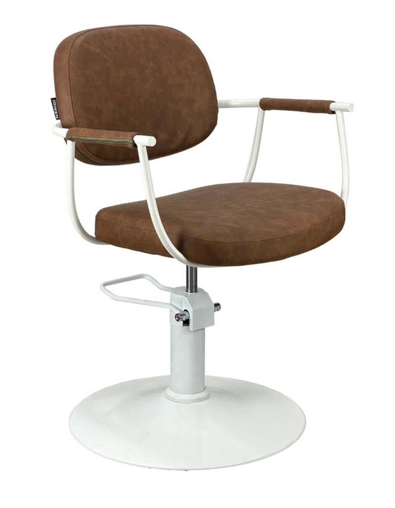 Chelsea Tan Upholstery - White Frame Styling Chair - Hydraulic