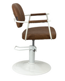 Chelsea Tan Upholstery - White Frame Styling Chair - Hydraulic