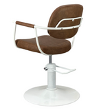 Chelsea Tan Upholstery - White Frame Styling Chair - Hydraulic