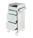 Fusion White 4 Drawer Salon Trolley - White - Clear Castor Wheels