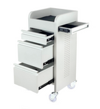 Fusion White 4 Drawer Salon Trolley - White - Clear Castor Wheels