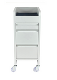 Fusion White 4 Drawer Salon Trolley - White - Clear Castor Wheels