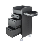 Fusion Black 4 Drawer Hairdressing Beauty Trolley - Clear Wheels