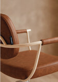Chelsea Tan Upholstery - White Frame Styling Chair - Hydraulic