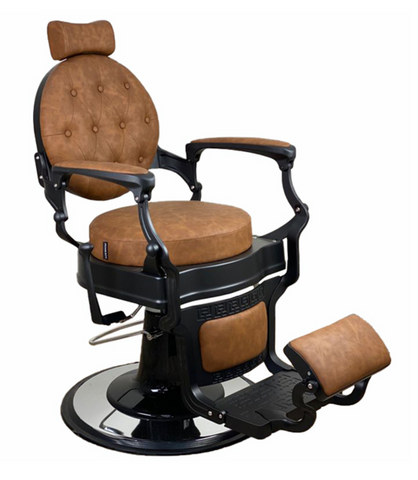 Harlem Barber Chair - Black Frame - Tan Upholstery