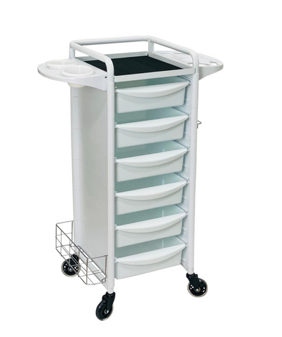 Jasper White 6 Drawer Salon Trolley