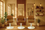 Chelsea Tan Upholstery - White Frame Styling Chair - Hydraulic