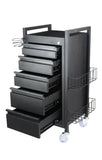 Midnight 5 Drawer Hairdressing Beauty Trolley - Black Frame